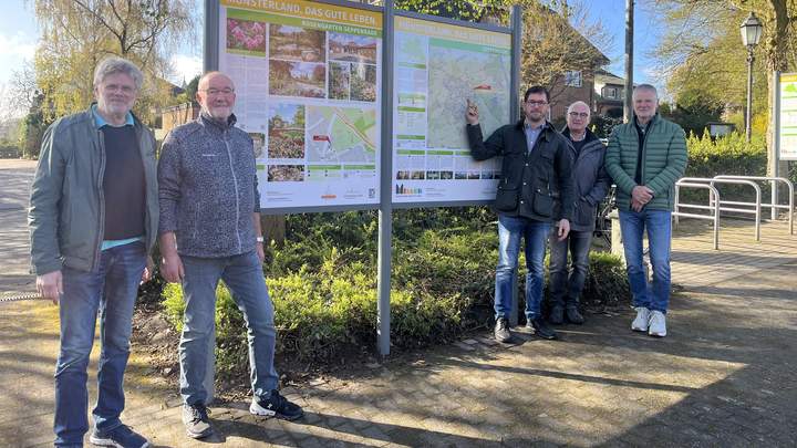 Männer präsentieren die neuen Schilder