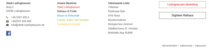Unten auf der Startseite